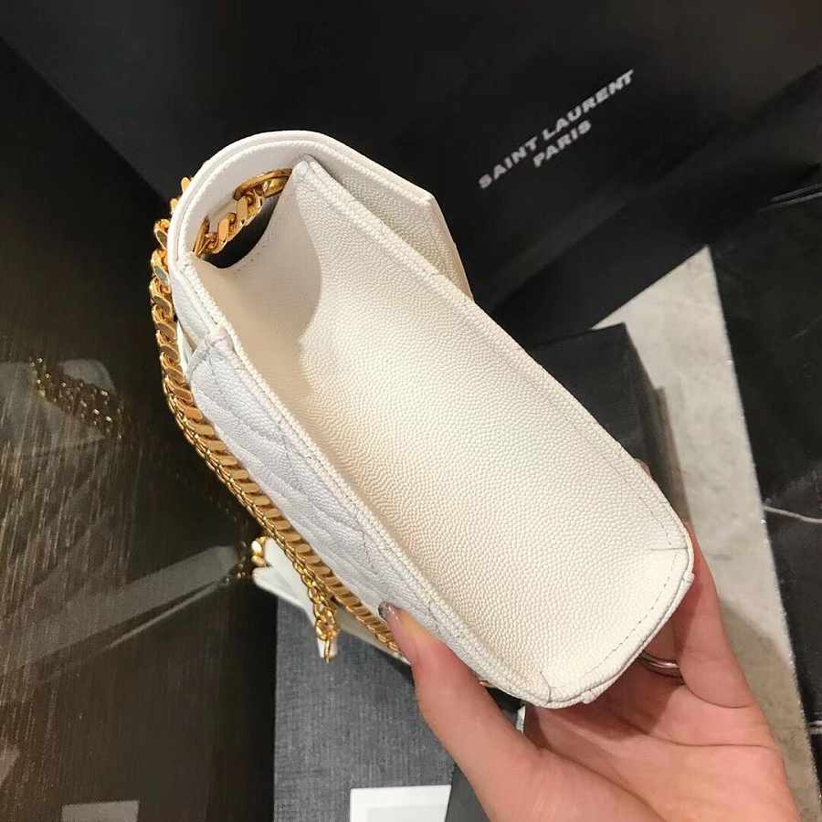 YSL Envelope Medium White Grain Leather 24x17.5x6 cm