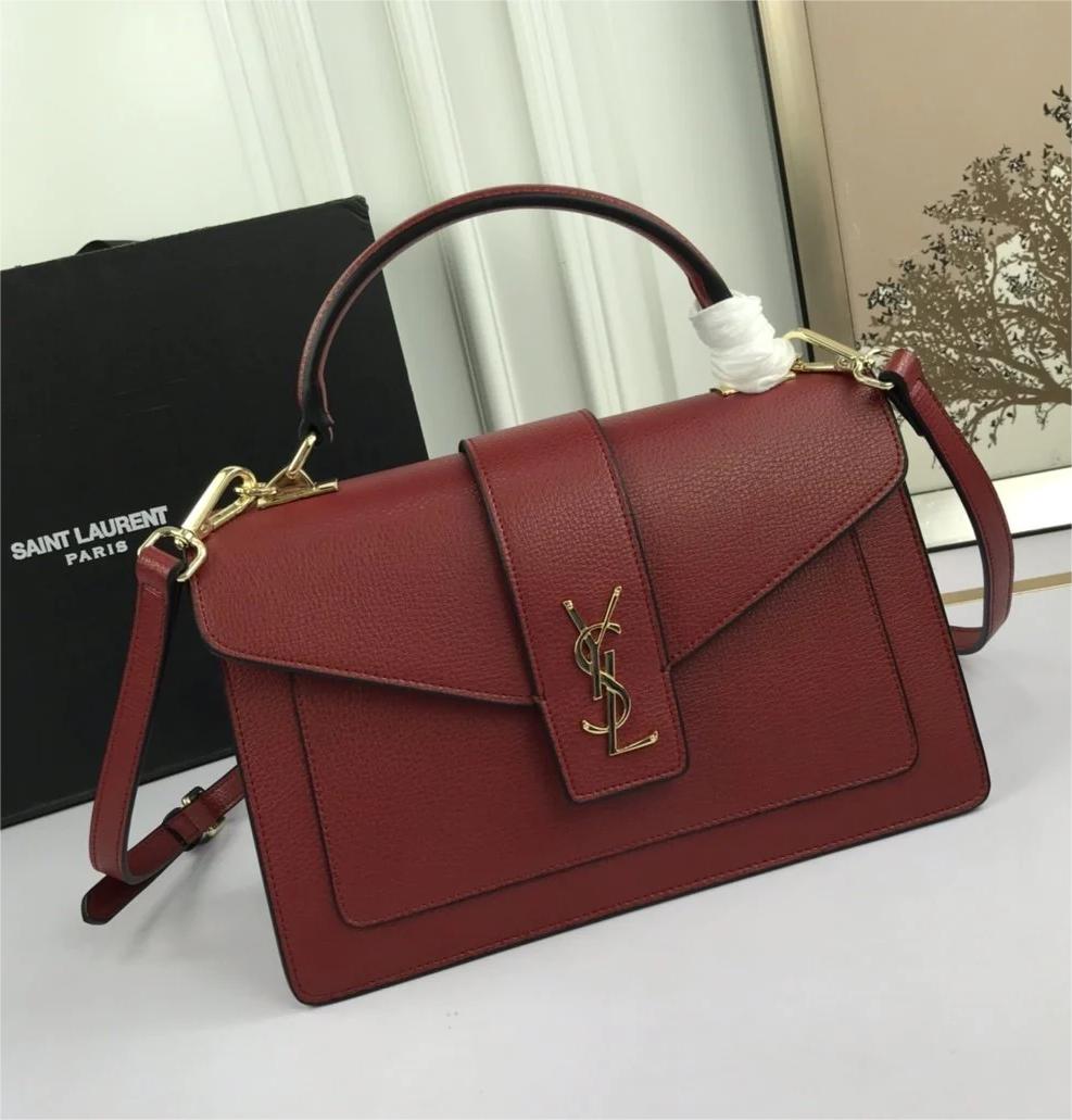 YSL original leather women's shoulder bag in Red