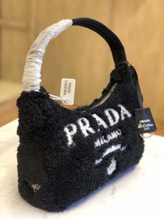 Prada Terry Cloth Mini Bag In Black