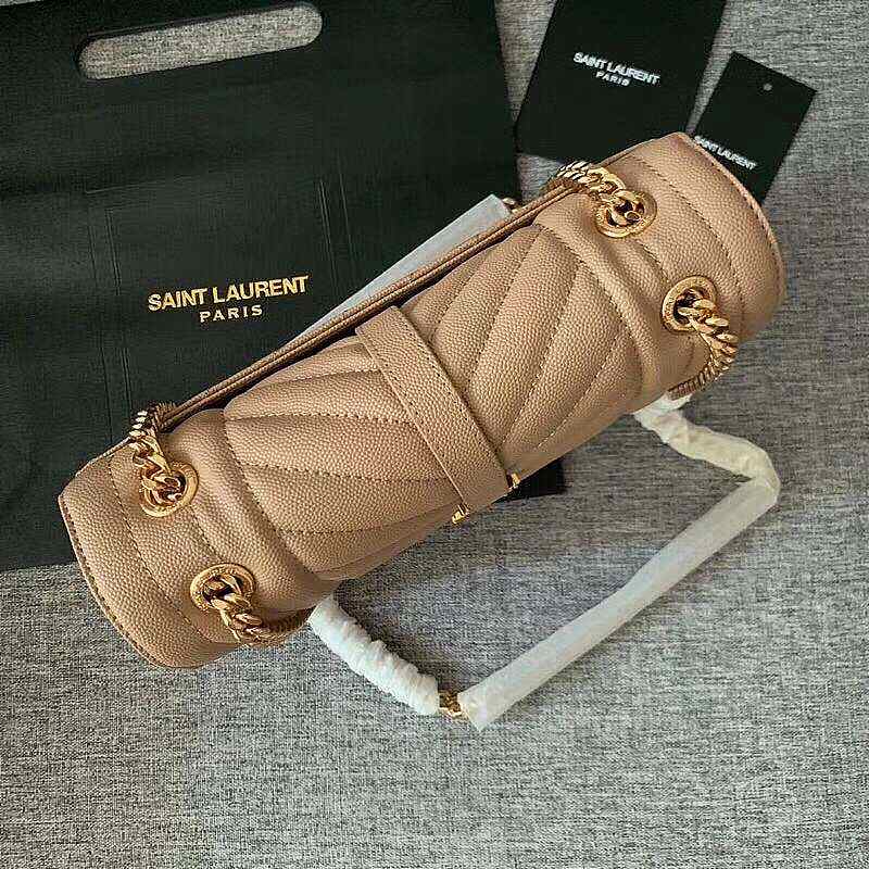 YSL Envelope Medium Beige Grain Leather 24x17.5x6 cm