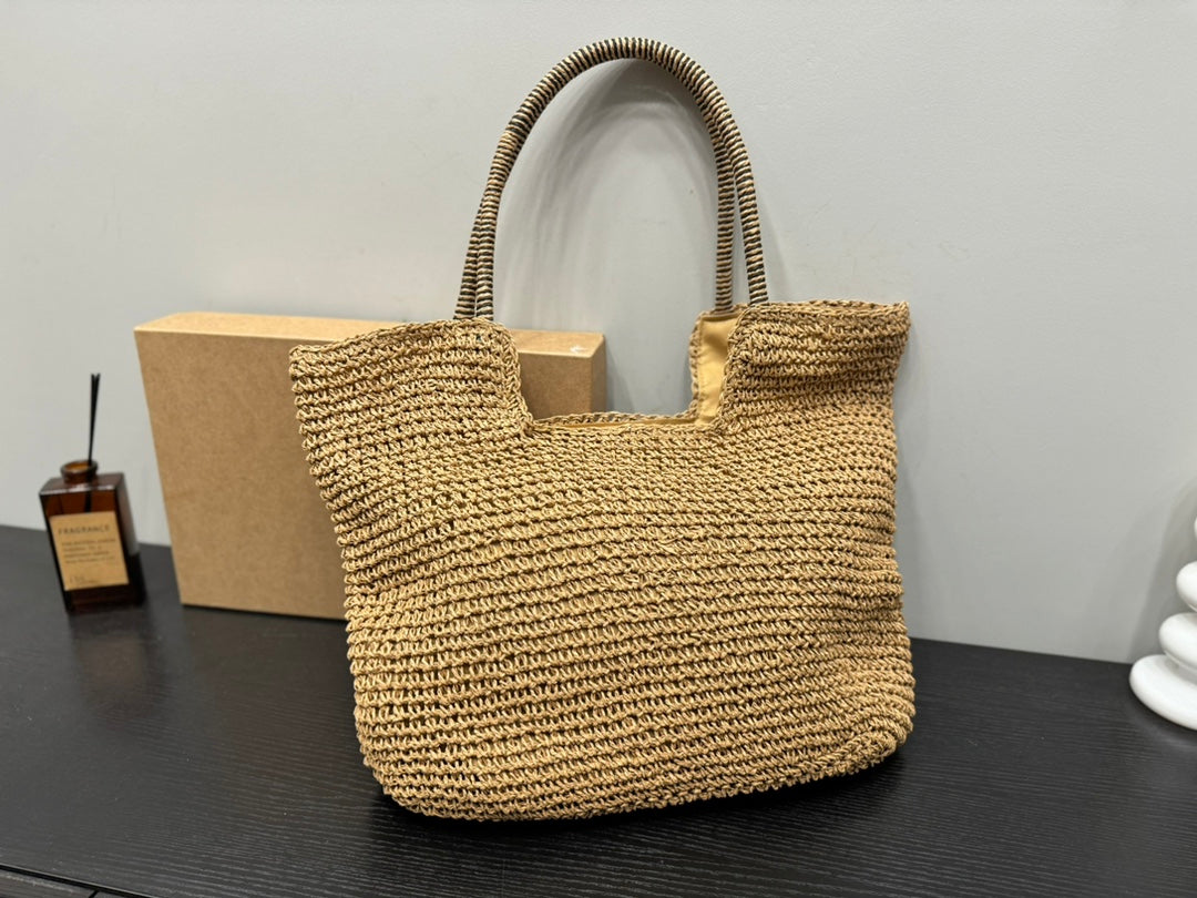 SAINT LAURENT YSL Retro Elegant Tote Bag Straw 43x39cm