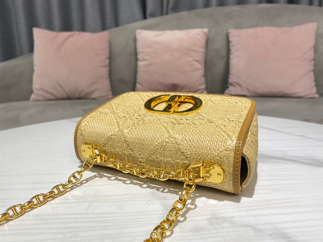Dior Small Dior Caro Bag Natural Macrocannage Raffia 20x12x7 cm