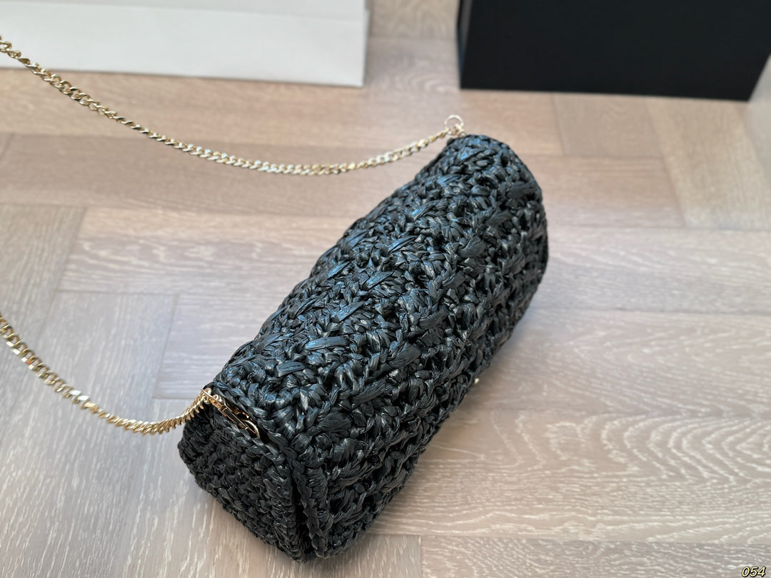 Celine Straw Chain Crossbody Bag 25x14cm