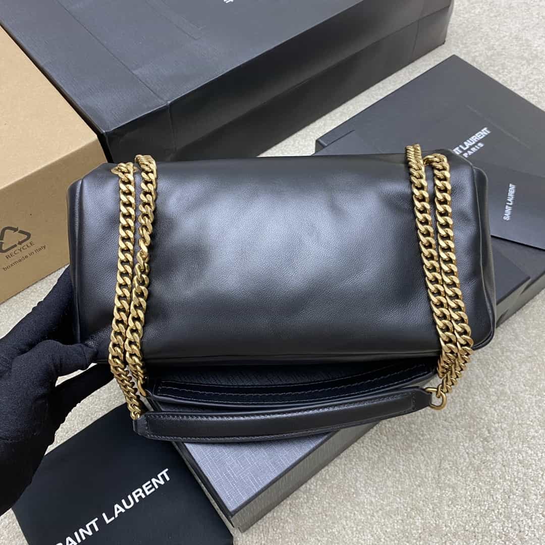 Saint Laurent black lambskin chain handbag