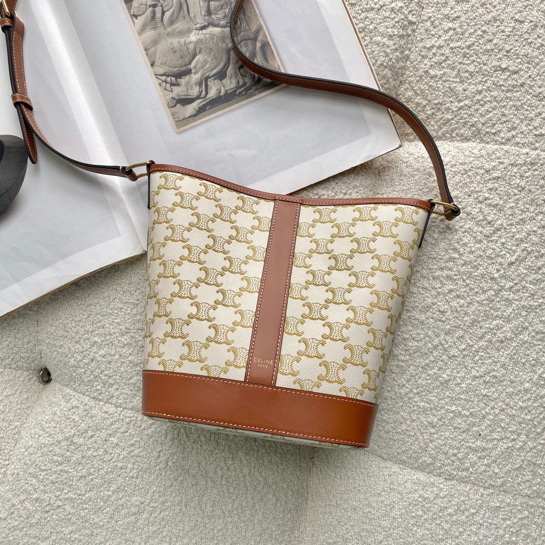 Celine flower white 20 small bucket bag 20×22×13cm