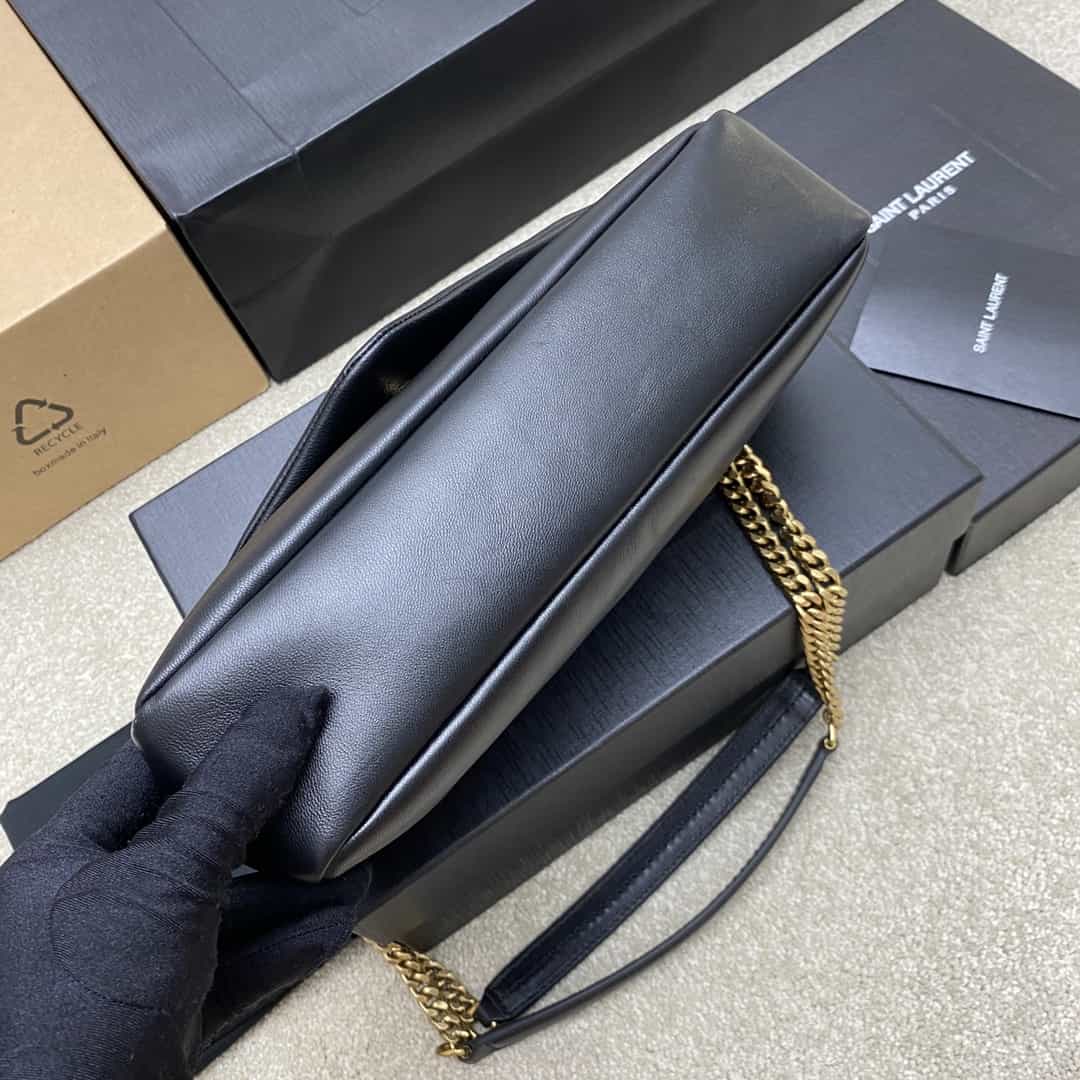 Saint Laurent black lambskin chain handbag