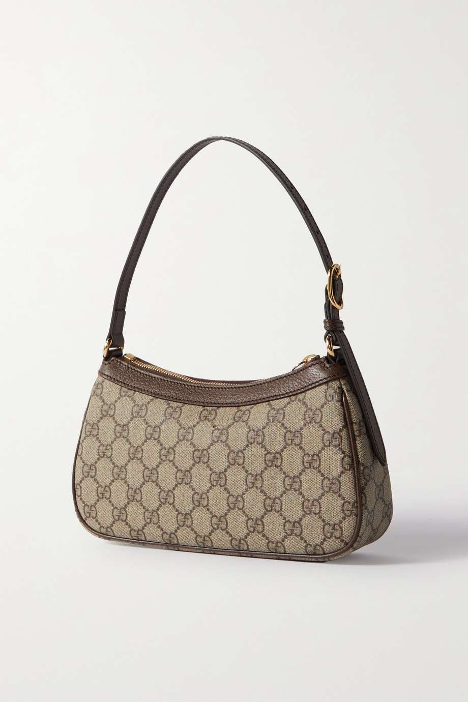 GUCCI Ophidia embellished textured leather-trimmed printed coated-canvas shoulder bag