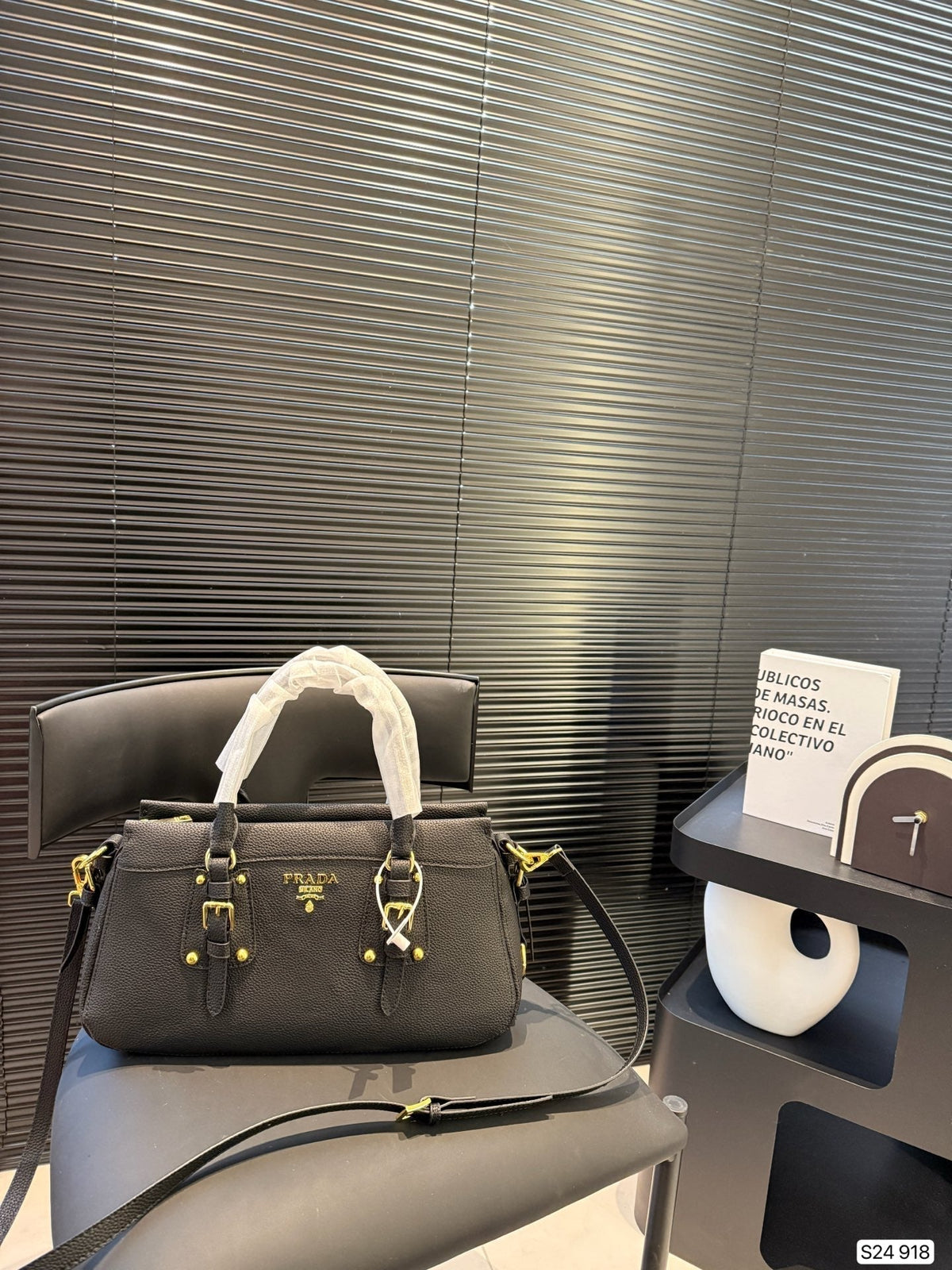 Prada New Tote Bag Black 35x19cm