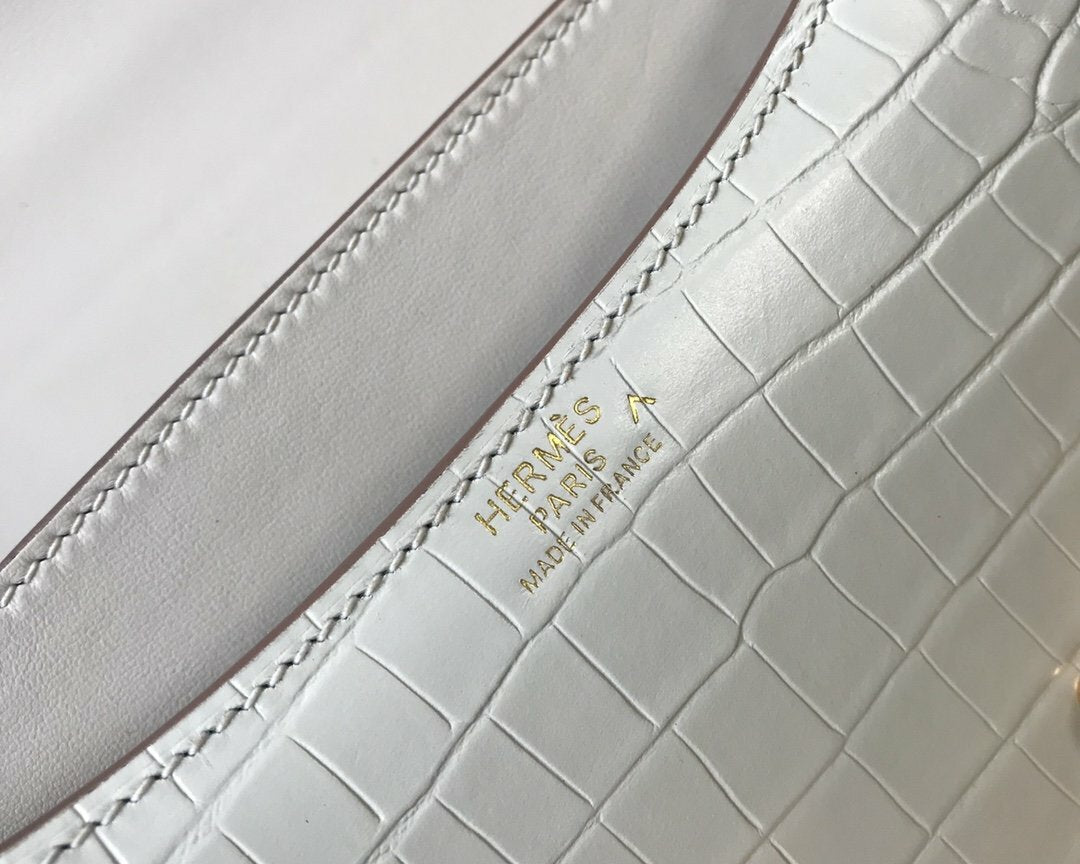 HMS Constance 23 Pattern Crocodile White Handbag
