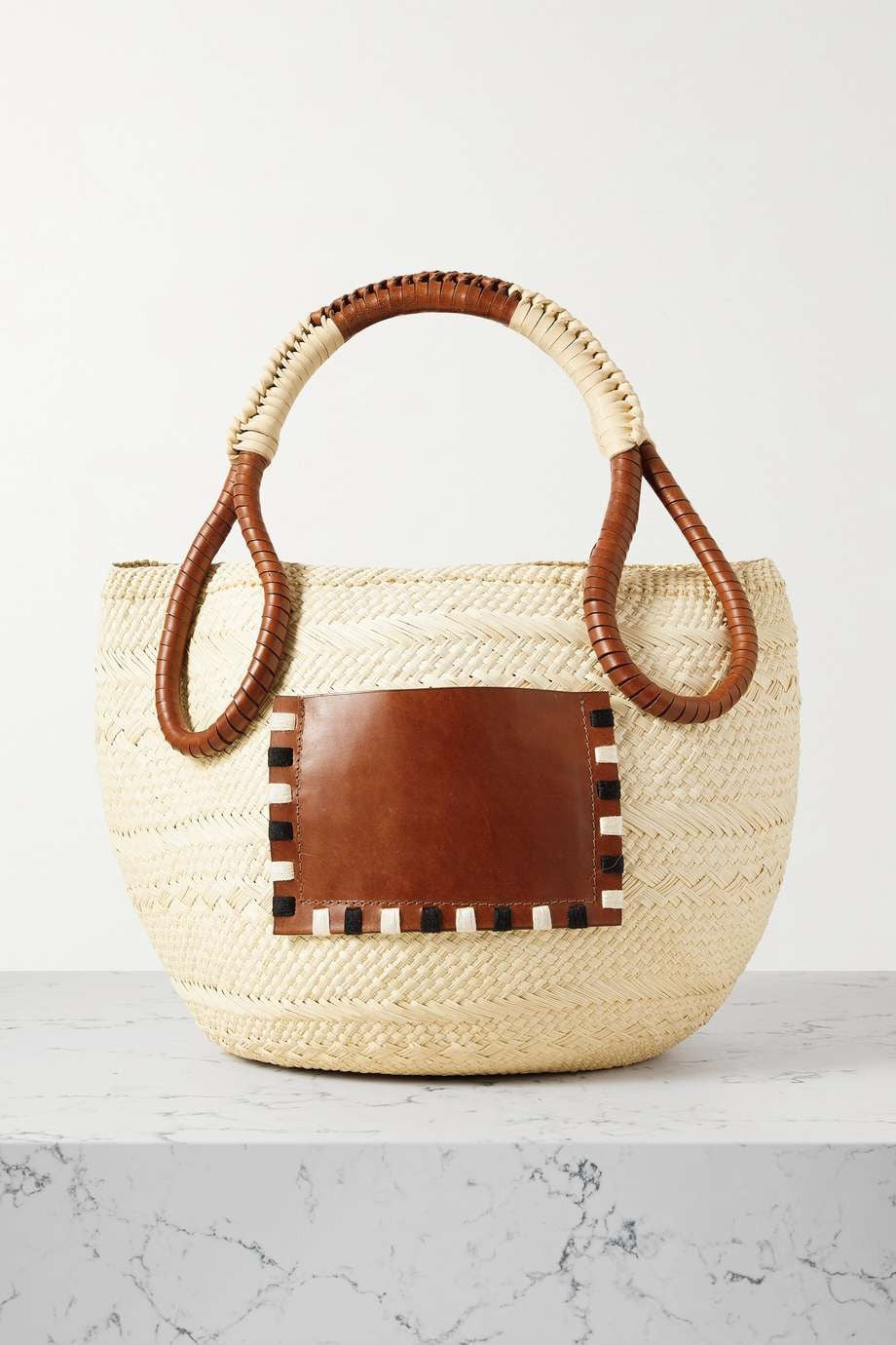 JOHANNA ORTIZ SUSTAIN Singing The Namba leather-trimmed raffia tote