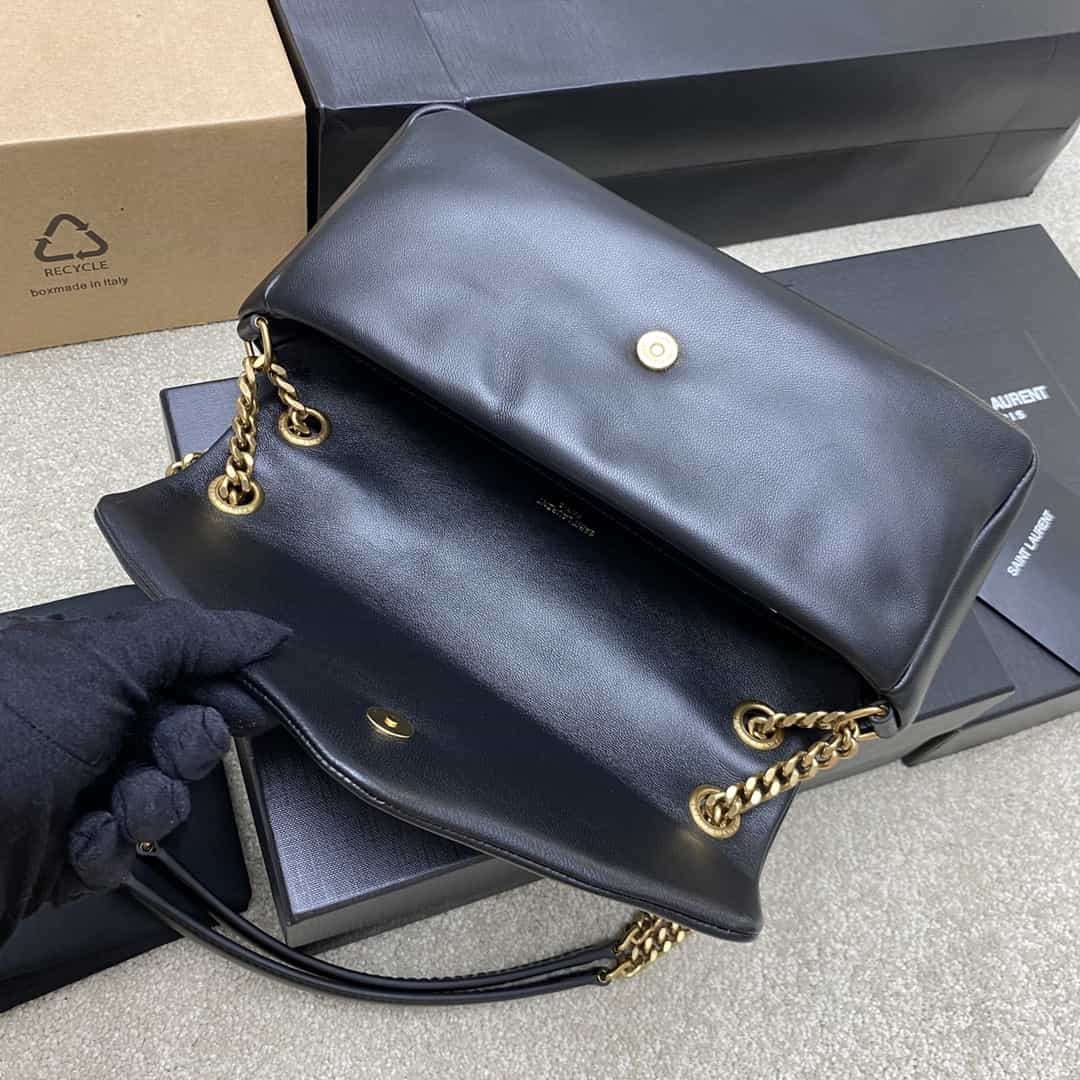Saint Laurent black lambskin chain handbag