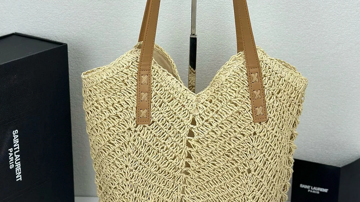 SAINT LAURENT YSL Raffia tote Bag