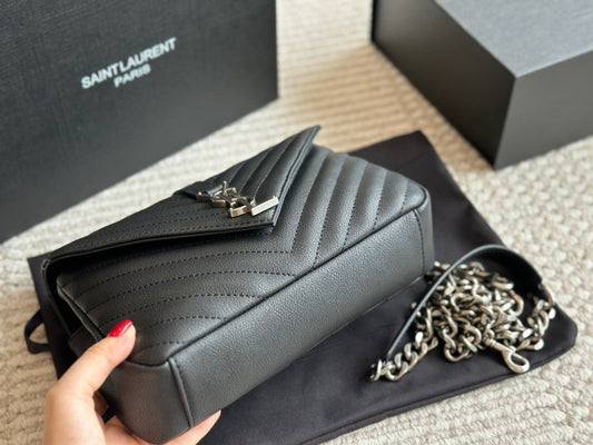YSL Classic Black Leather Tote Bag Size 24x17cm