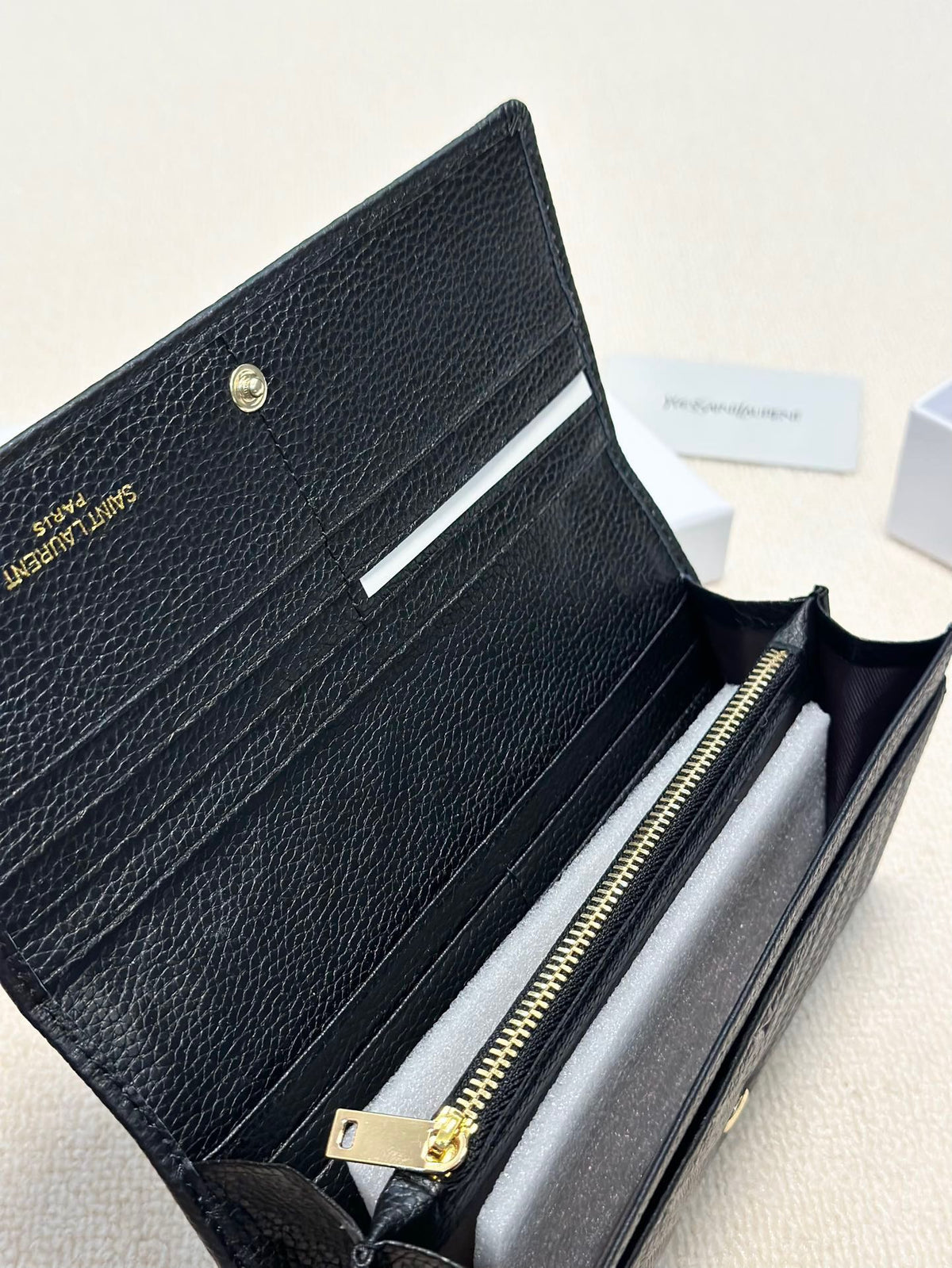 YSL Trend Ladies Wallet Leather Black 19x10cm