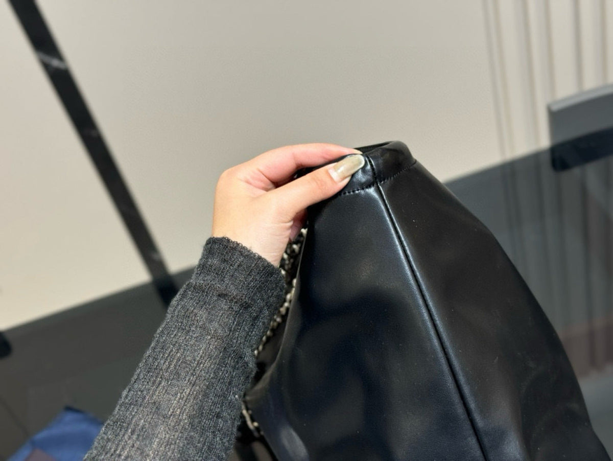 Prada Double Chain Black Shoppping Tote Bag 39x30cm