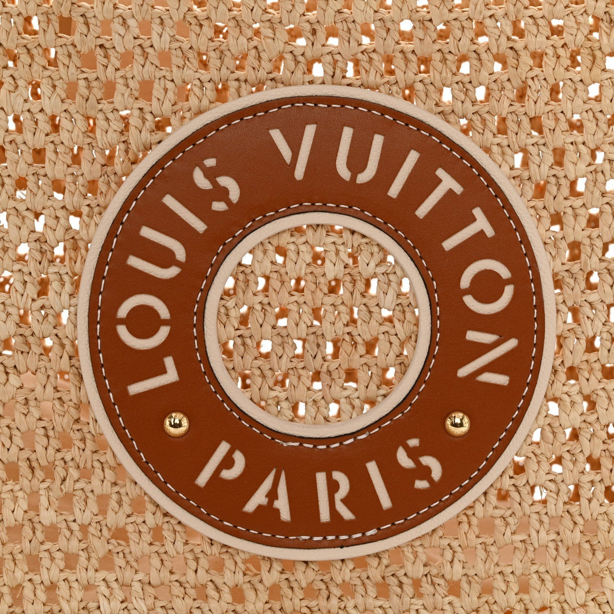 LOUIS VUITTON Raffia Calfskin By The Pool OnTheGo MM Natural 39x15x30cm