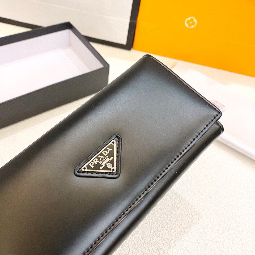 Prada Purse Black Long Wallet Leather Bag Size 19x10cm