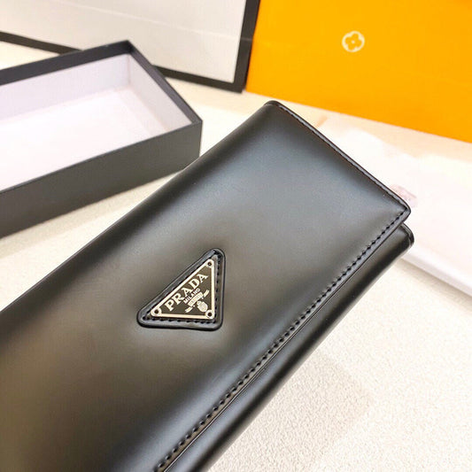 Prada Purse Black Long Wallet Leather Bag Size 19x10cm