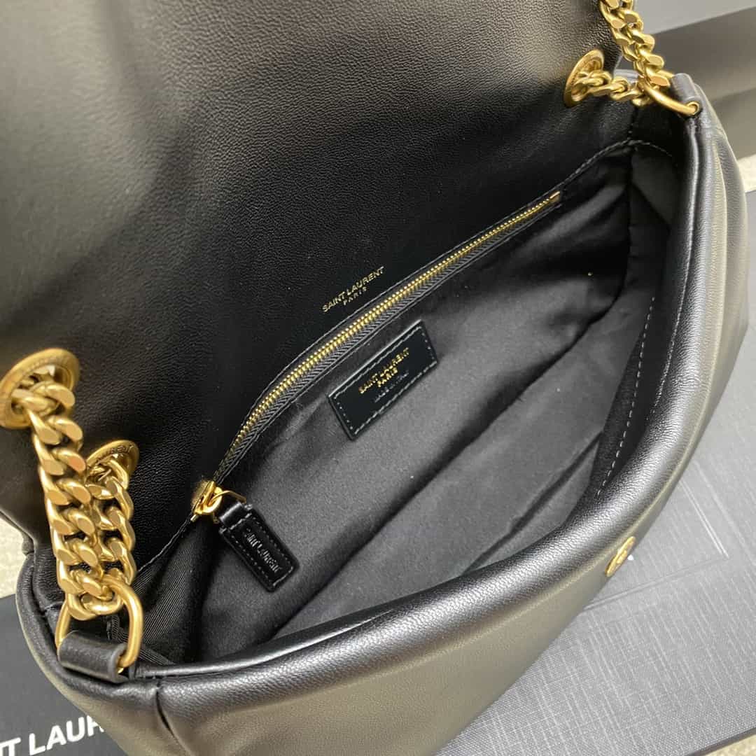Saint Laurent black lambskin chain handbag