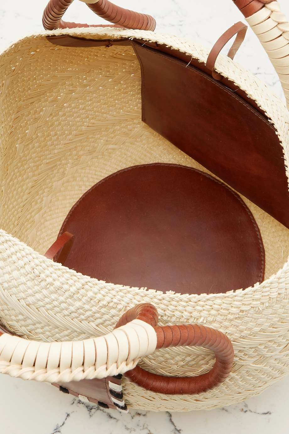 JOHANNA ORTIZ  SUSTAIN Singing The Namba leather-trimmed raffia tote