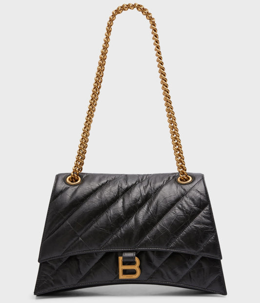BALENCIAGA Crush Medium Chain Bag Quilted 12,2 x 7,8 x 2,7 in