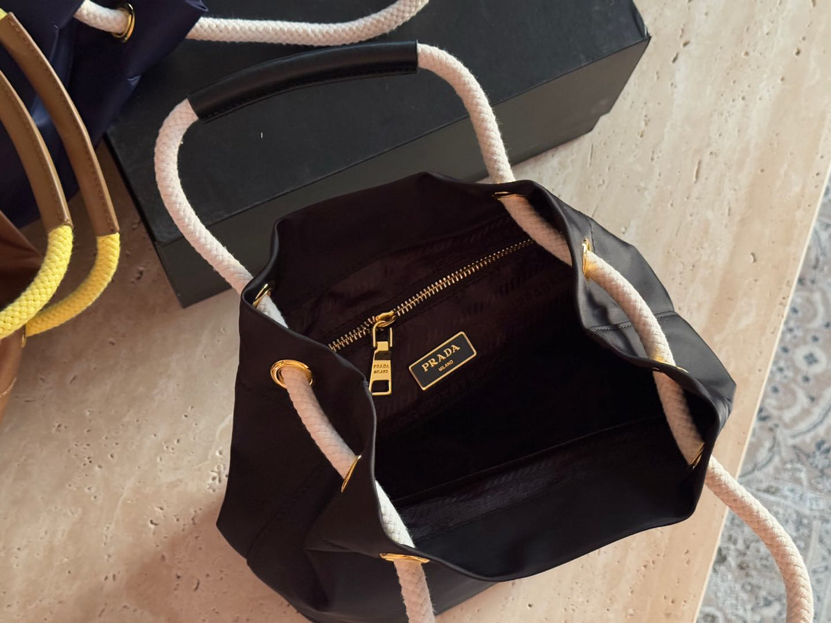Prada Nylon Bucket Bag Black Handbag 26x25cm