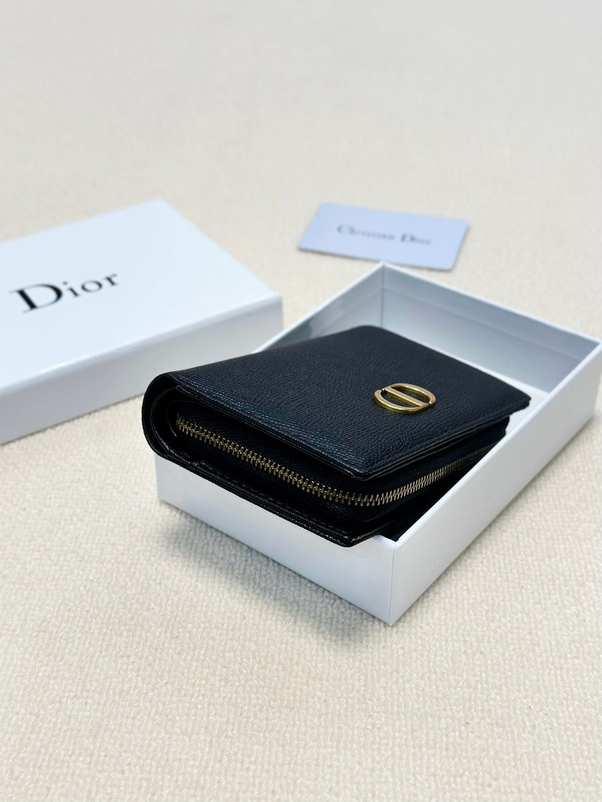 Dior Leather Black Wallet 13.5x9.5x3.5cm