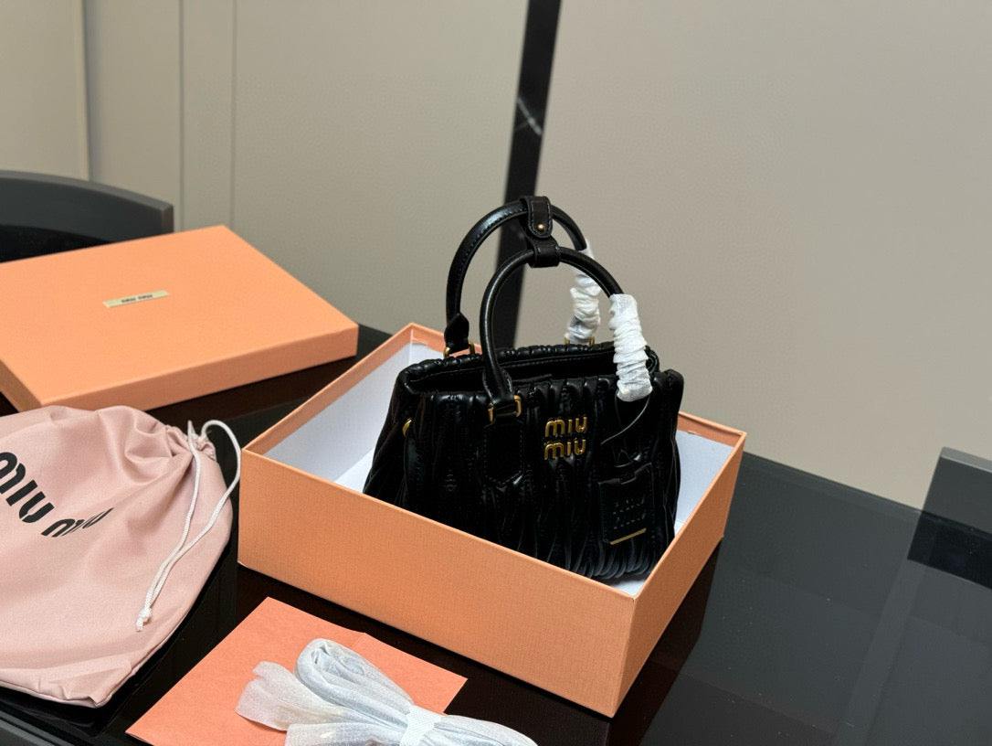 Miumiu Bowling Bag Tote Black Size 22x17cm