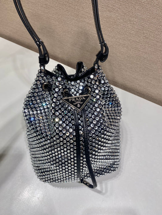 Prada Satin Mini-Bag With Crystals size 16 x 21 x 10 cm