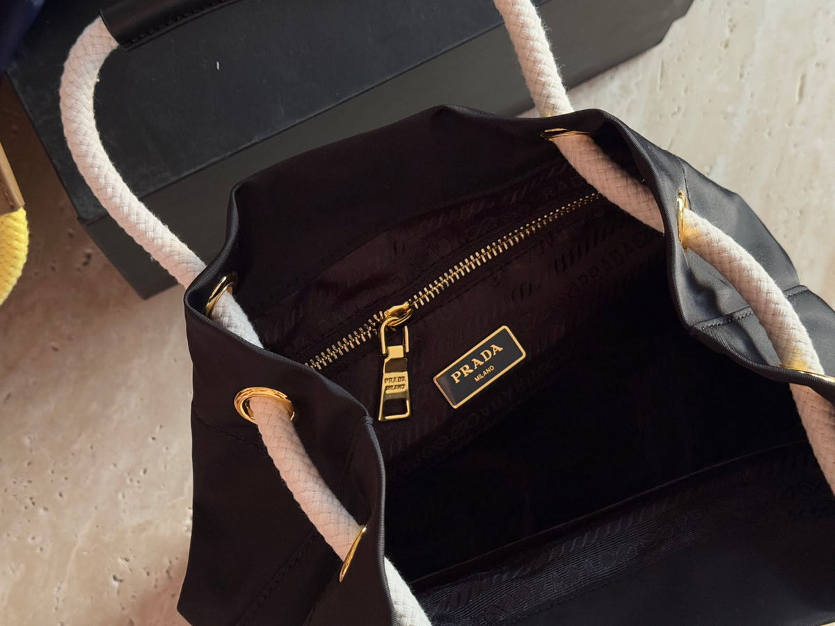 Prada Nylon Bucket Bag Black Handbag 26x25cm