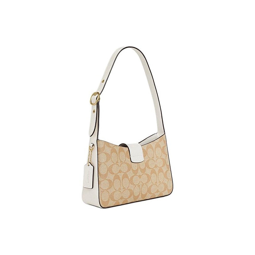 COACH Women's White Buckle Badge Single Shoulder Bag 9.7x2.6x6.5 in