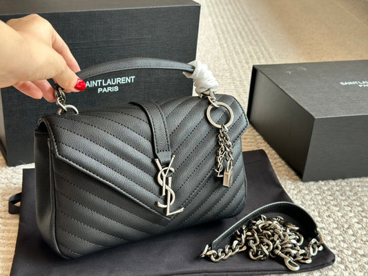YSL Classic Black Leather Tote Bag Size 24x17cm
