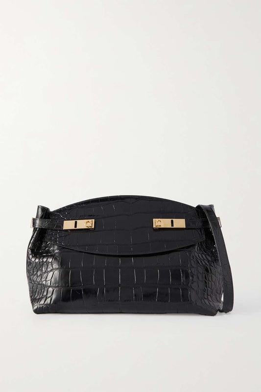 FERRAGAMO Hug large croc-effect leather shoulder bag