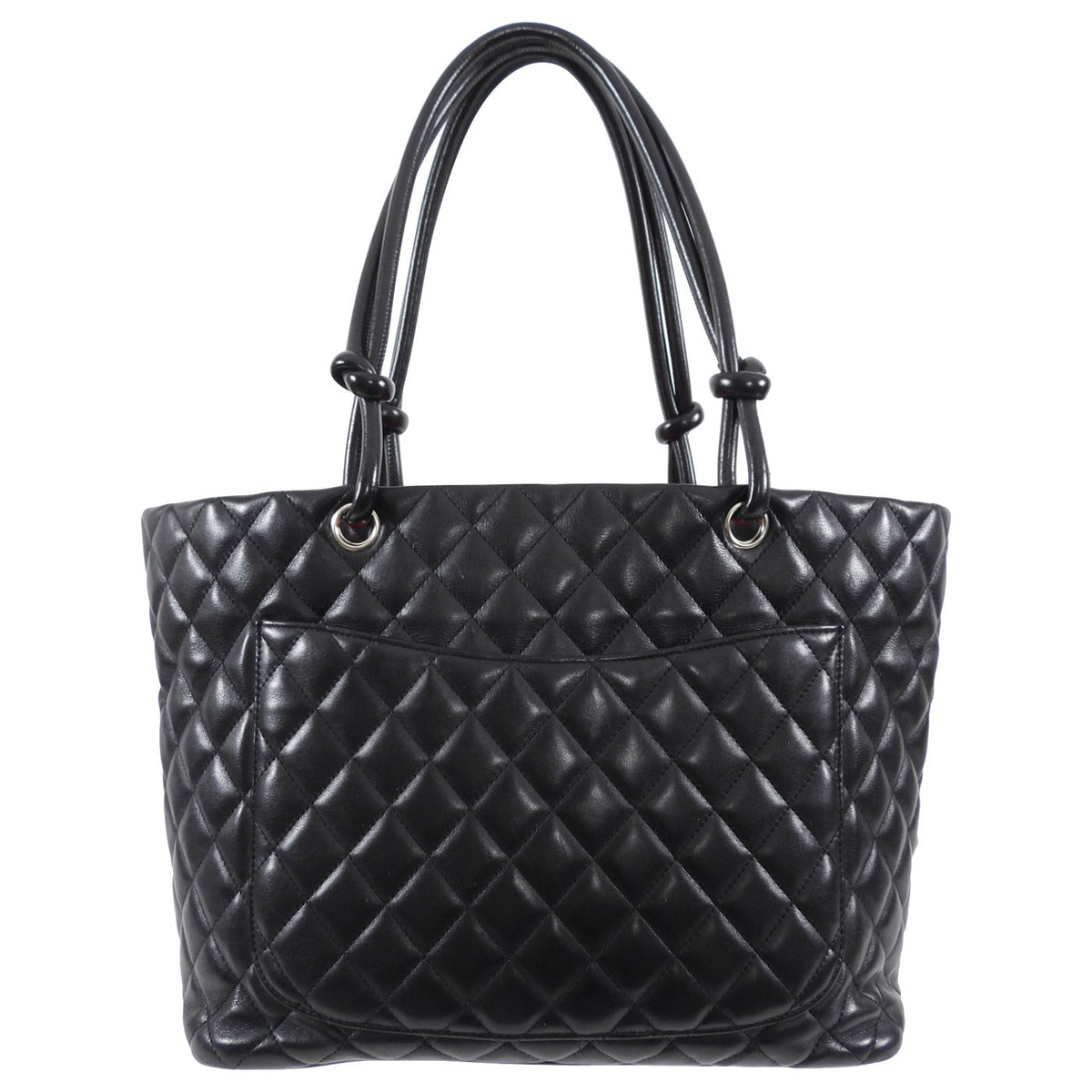 CHANEL Quilted Cambon Black and White CC Tote Bag 34x25x15cm