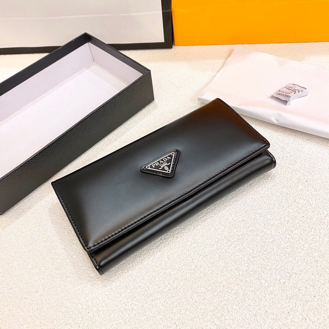 Prada Purse Black Long Wallet Leather Bag Size 19x10cm