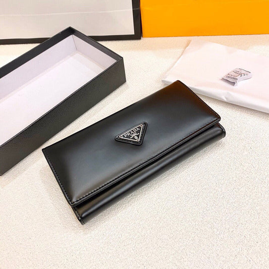 Prada Purse Black Long Wallet Leather Bag Size 19x10cm
