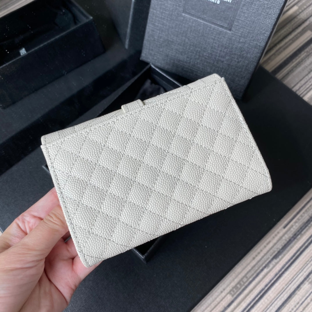 YSL Envelope Purse White Gold A026KK 13.5cm