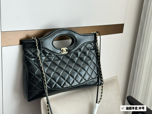 Chanel Classic 31 Black Tote Bag 36x30cm