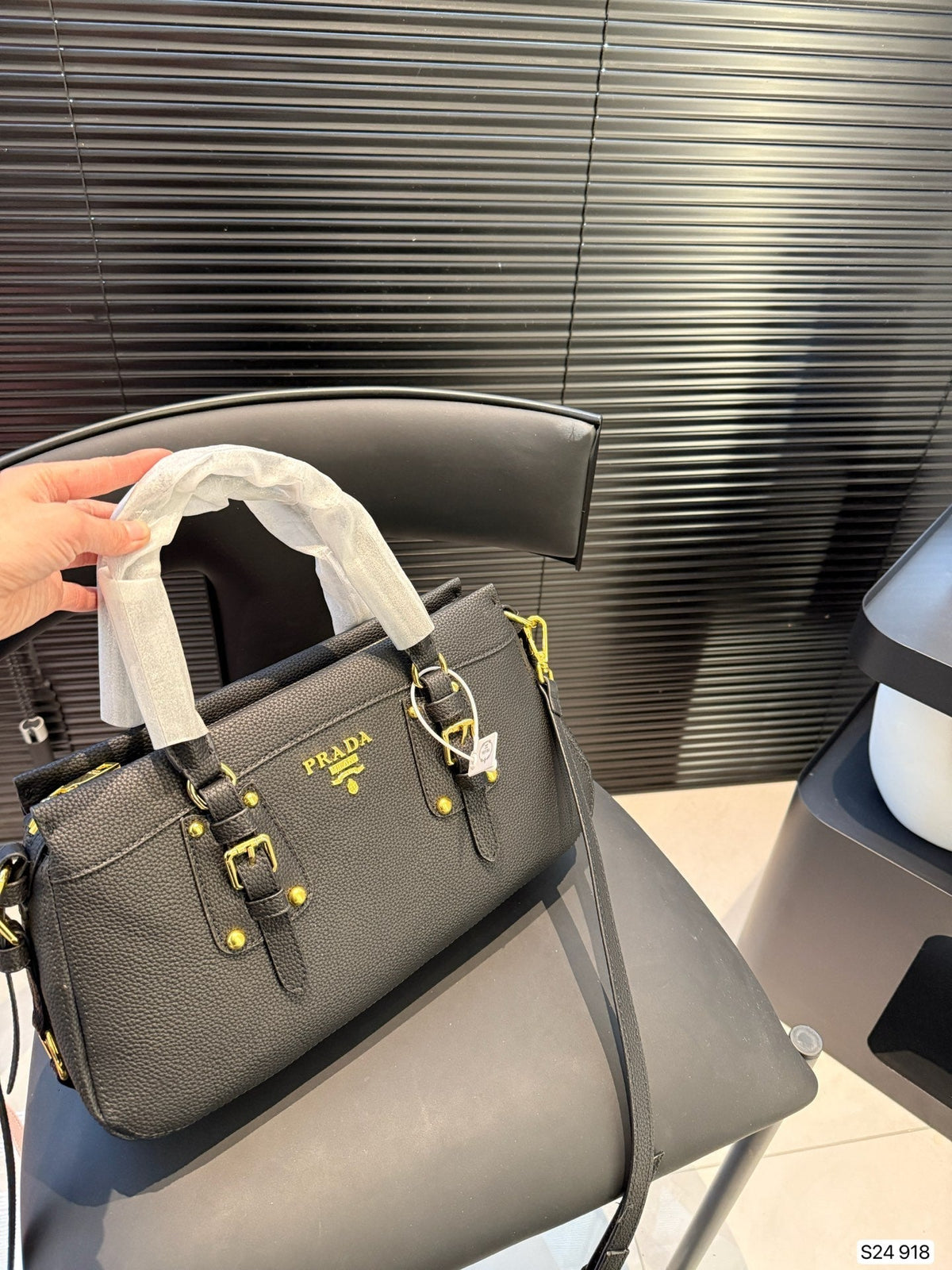 Prada New Tote Bag Black 35x19cm