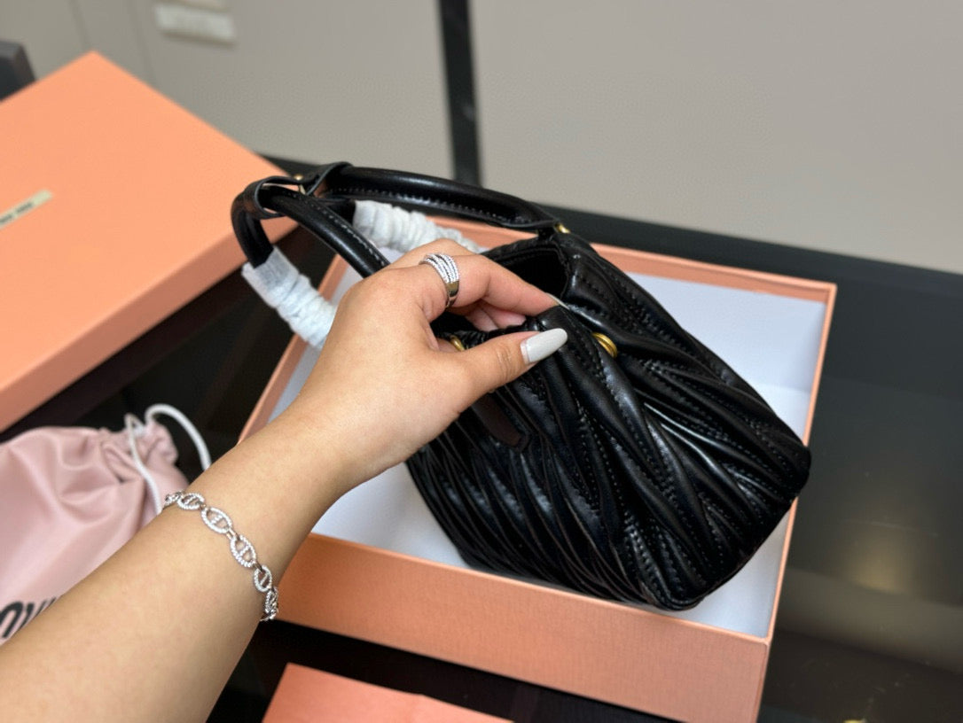 Miumiu Bowling Bag Tote Black Size 22x17cm