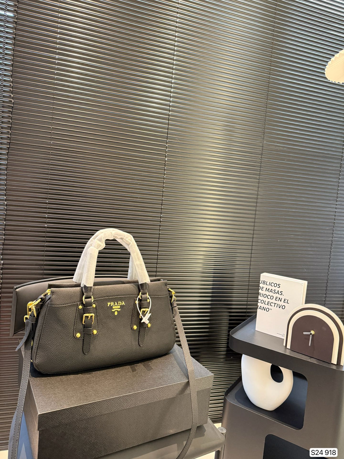 Prada New Tote Bag Black 35x19cm