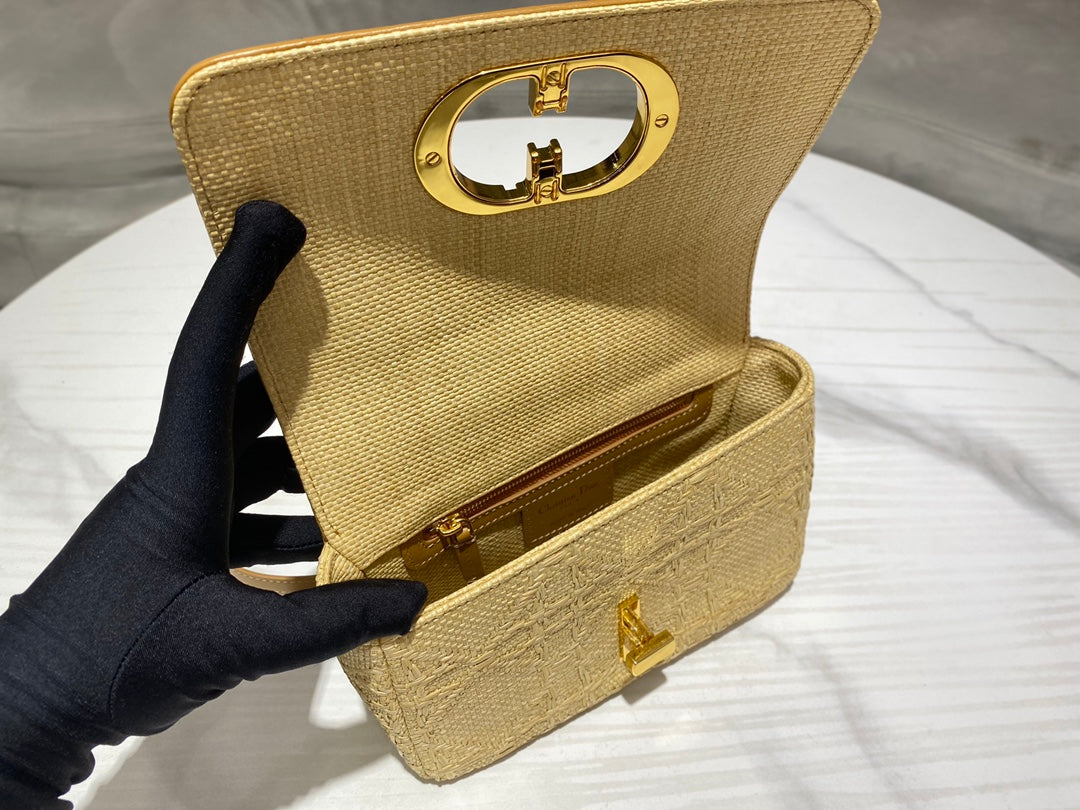Dior Small Dior Caro Bag Natural Macrocannage Raffia 20x12x7 cm