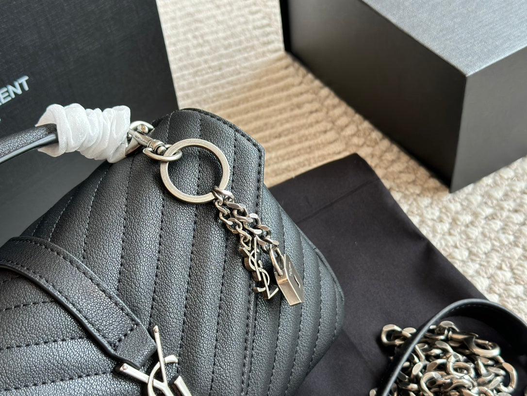 YSL Classic Black Leather Tote Bag Size 24x17cm