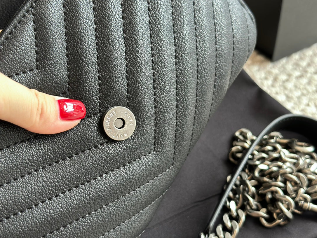 YSL Classic Black Leather Tote Bag Size 24x17cm