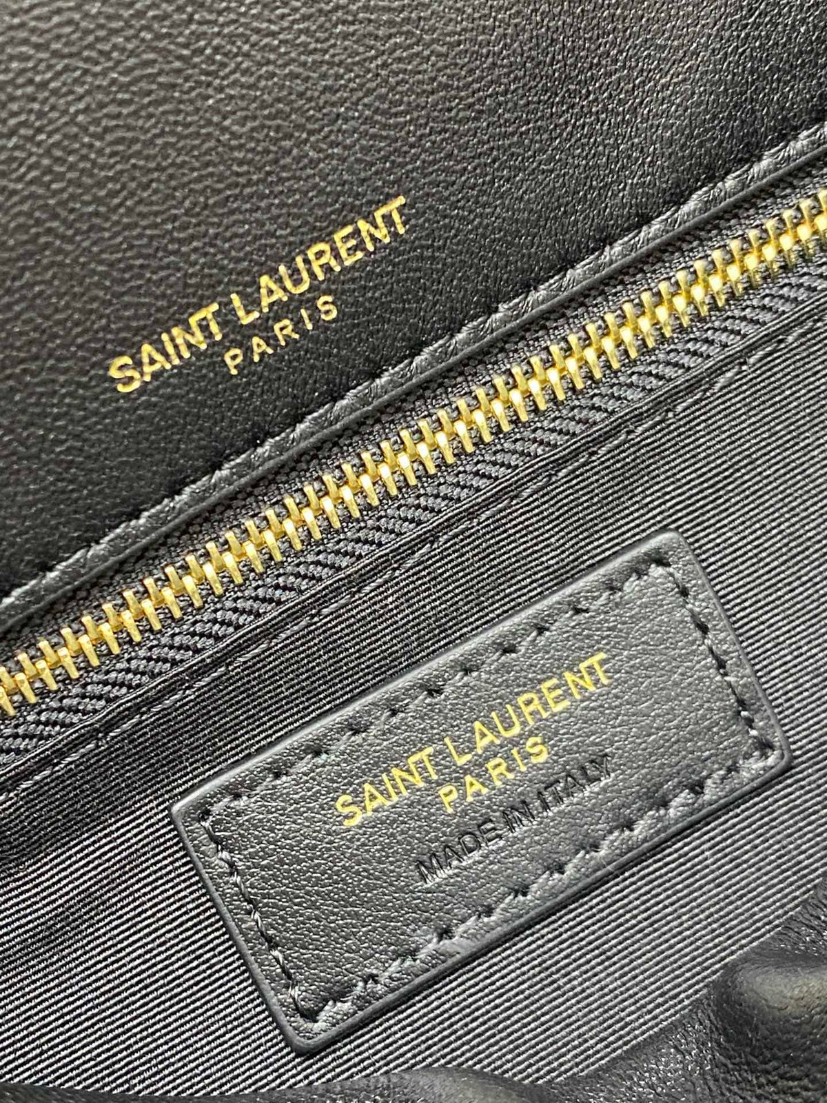 Saint Laurent  black lambskin chain handbag