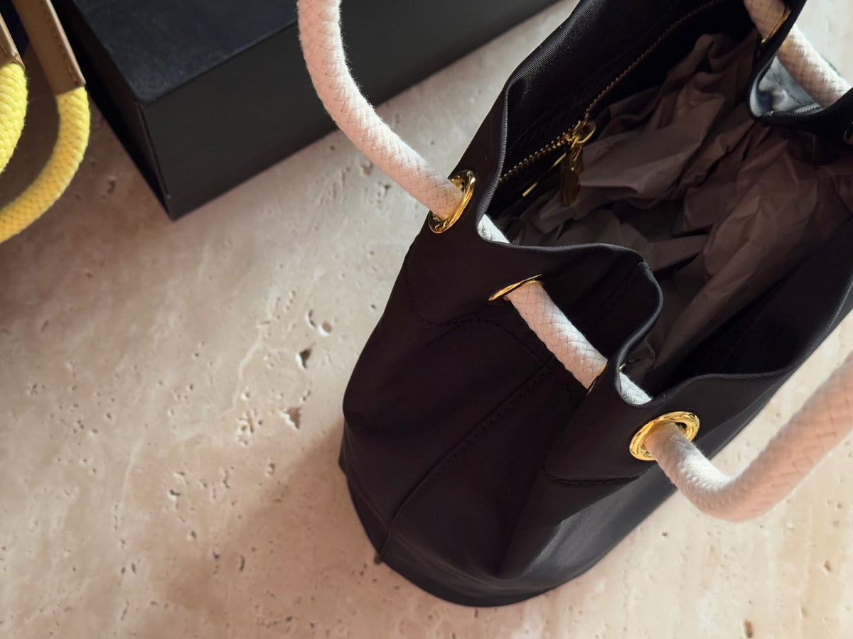 Prada Nylon Bucket Bag Black Handbag 26x25cm